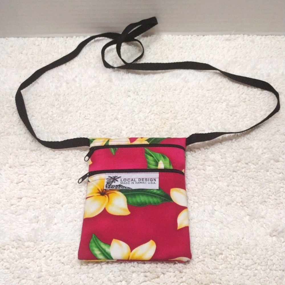 Small Local Design Crossbody Bag Maroon with Flowers